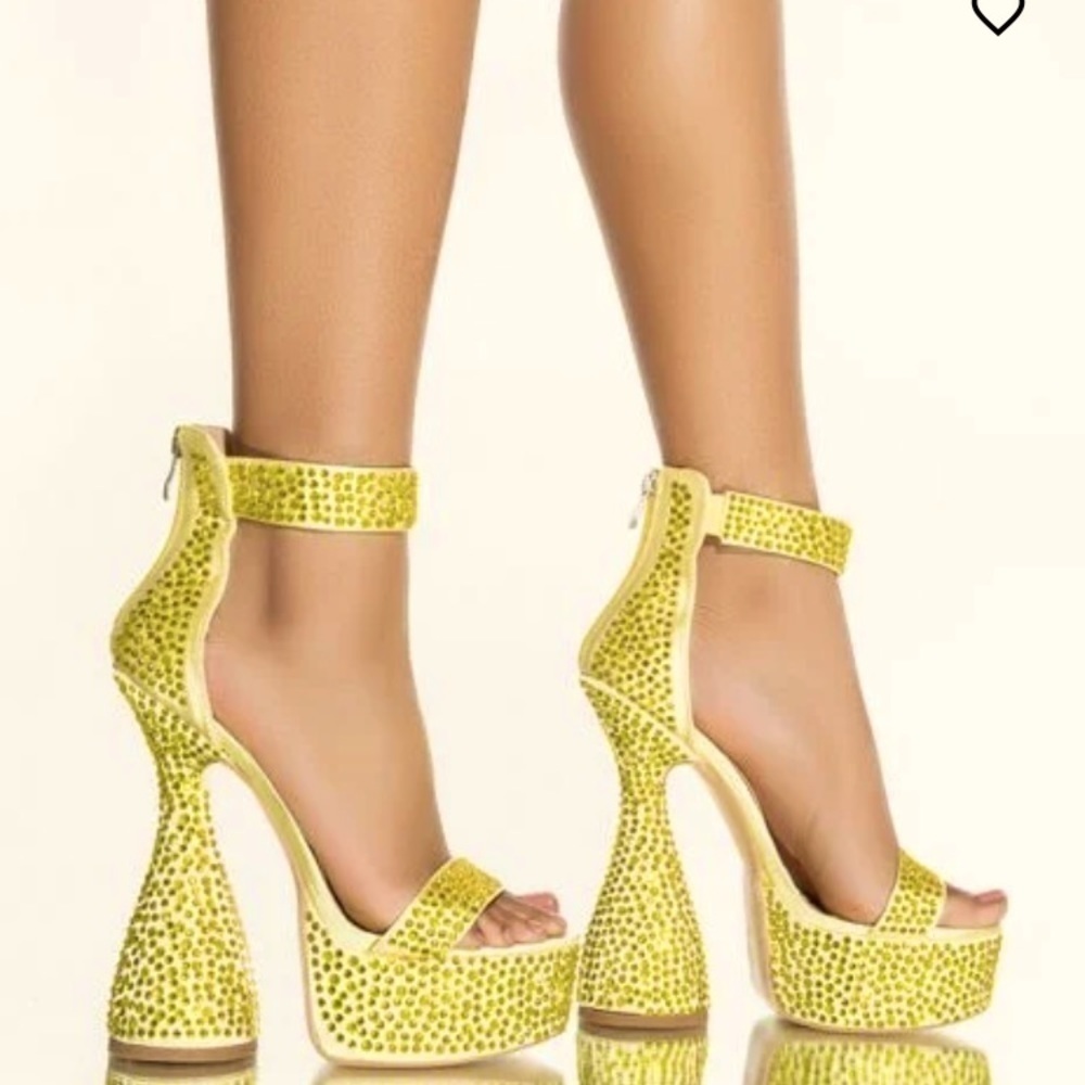 Platform junky sandal heels covered in Rhinestone crystals all over crystals